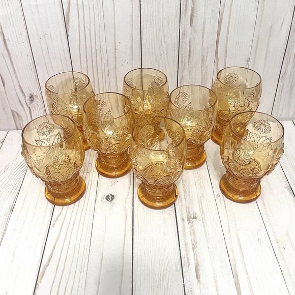 Anthropologie Rare & Retired HELIANTHUS Golden Yellow Daisy Pedestal Goblets 8 - Picture 2 of 10